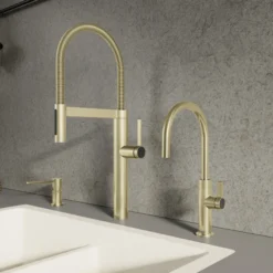 Blanco Culina II Semi-Pro Pull-Down Dual-Spray Kitchen Faucet, Satin Gold, 1.5 GPM, Brass, 527476