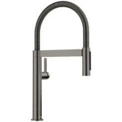 Blanco Culina Mini II Pull-Down Dual-Spray Kitchen Faucet, Satin Dark Steel, 1.5 GPM, Brass, 527482