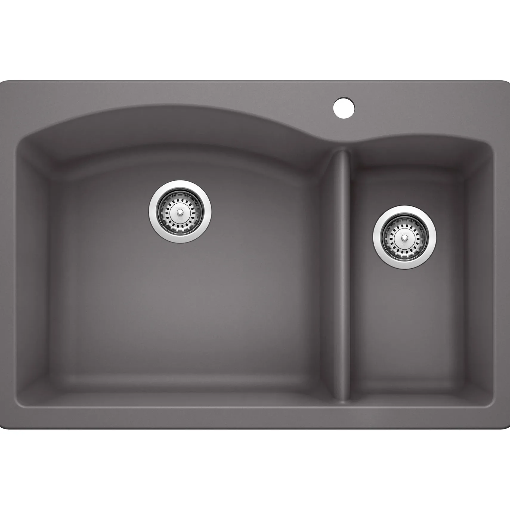 Blanco Diamond 33" Dual Mount Granite Composite Kitchen Sink, Silgranit, 70/30 Double Bowl, Cinder, 441464