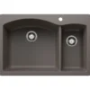 Blanco Diamond 33" Dual Mount Granite Composite Kitchen Sink, Silgranit, 70/30 Double Bowl, Volcano Gray, 443099
