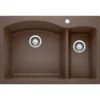 Blanco Diamond 33" Dual Mount Granite Composite Kitchen Sink, Silgranit, 70/30 Double Bowl, Cafe, 440197