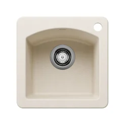 Blanco Diamond 15" Square Silgranit Bar/Prep Sink, Soft White, 1 Faucet Hole, 443070
