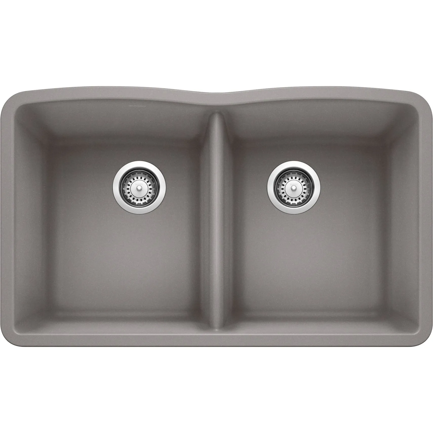 Blanco Diamond 32" Undermount Granite Composite Kitchen Sink, Silgranit, 50/50 Double Bowl, Metallic Gray, 440183