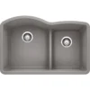 Blanco Diamond 32" Undermount Granite Composite Kitchen Sink, Silgranit, 60/40 Double Bowl, Metallic Gray, 441592