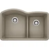 Blanco Diamond 32" Undermount Granite Composite Kitchen Sink, Silgranit, 60/40 Double Bowl, Truffle, 441596