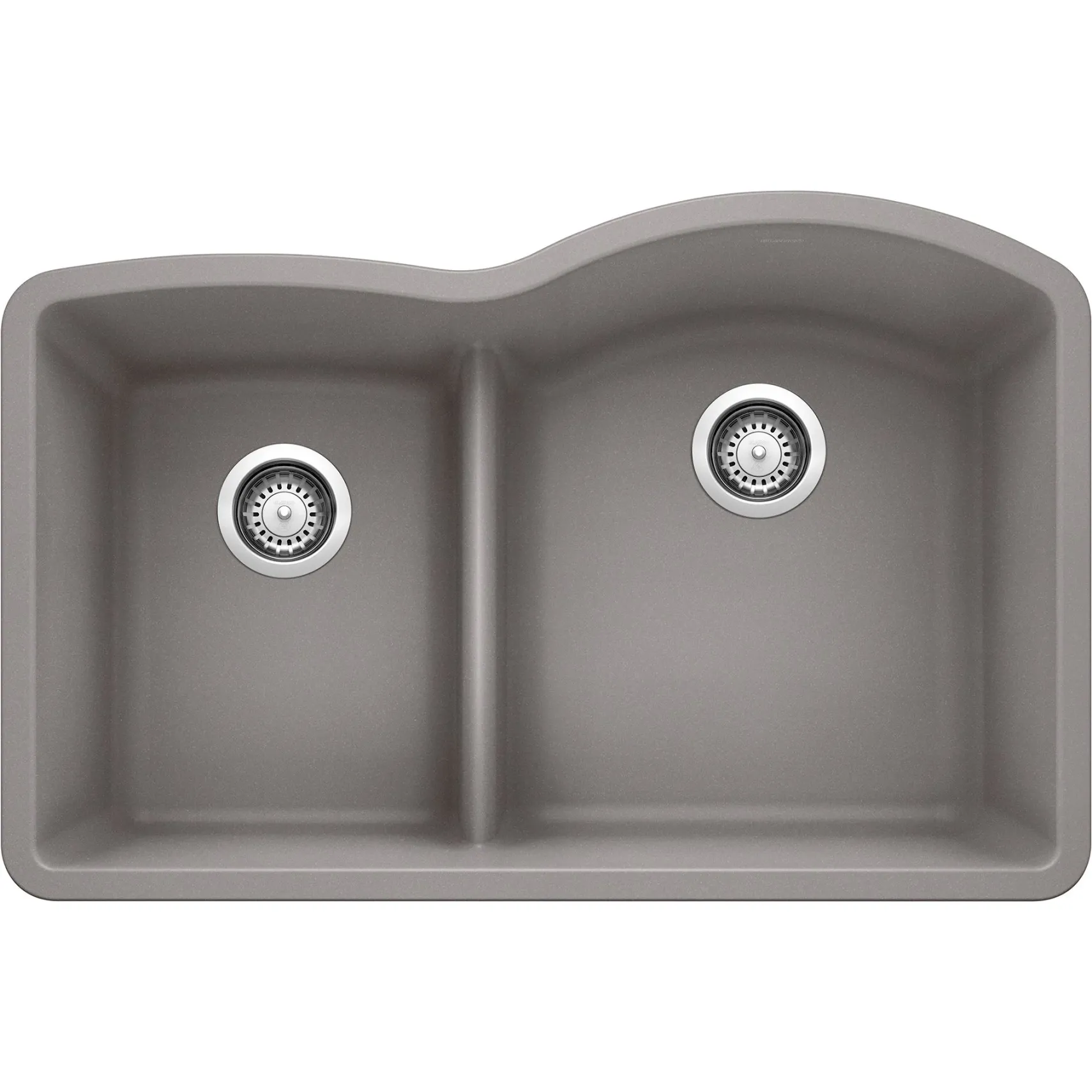 Blanco Diamond 32" Undermount Granite Composite Kitchen Sink, Silgranit, 40/60 Double Bowl, Metallic Gray, 441601