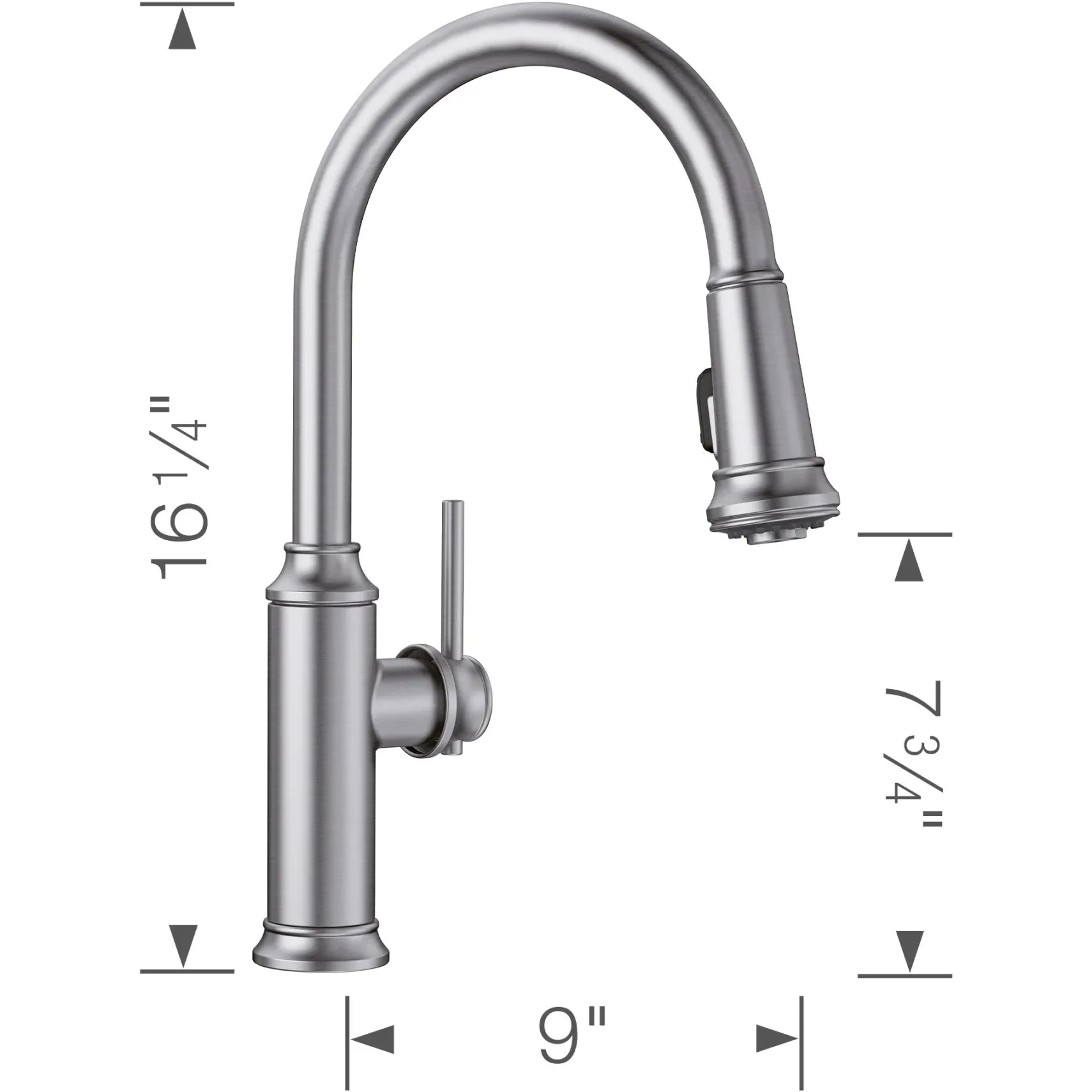 Blanco Empressa 1.5 GPM Brass Kitchen Faucet, Pull-Down, Stainless, 442500