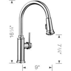 Blanco Empressa 1.5 GPM Brass Kitchen Faucet, Pull-Down, Polished Chrome, 442501