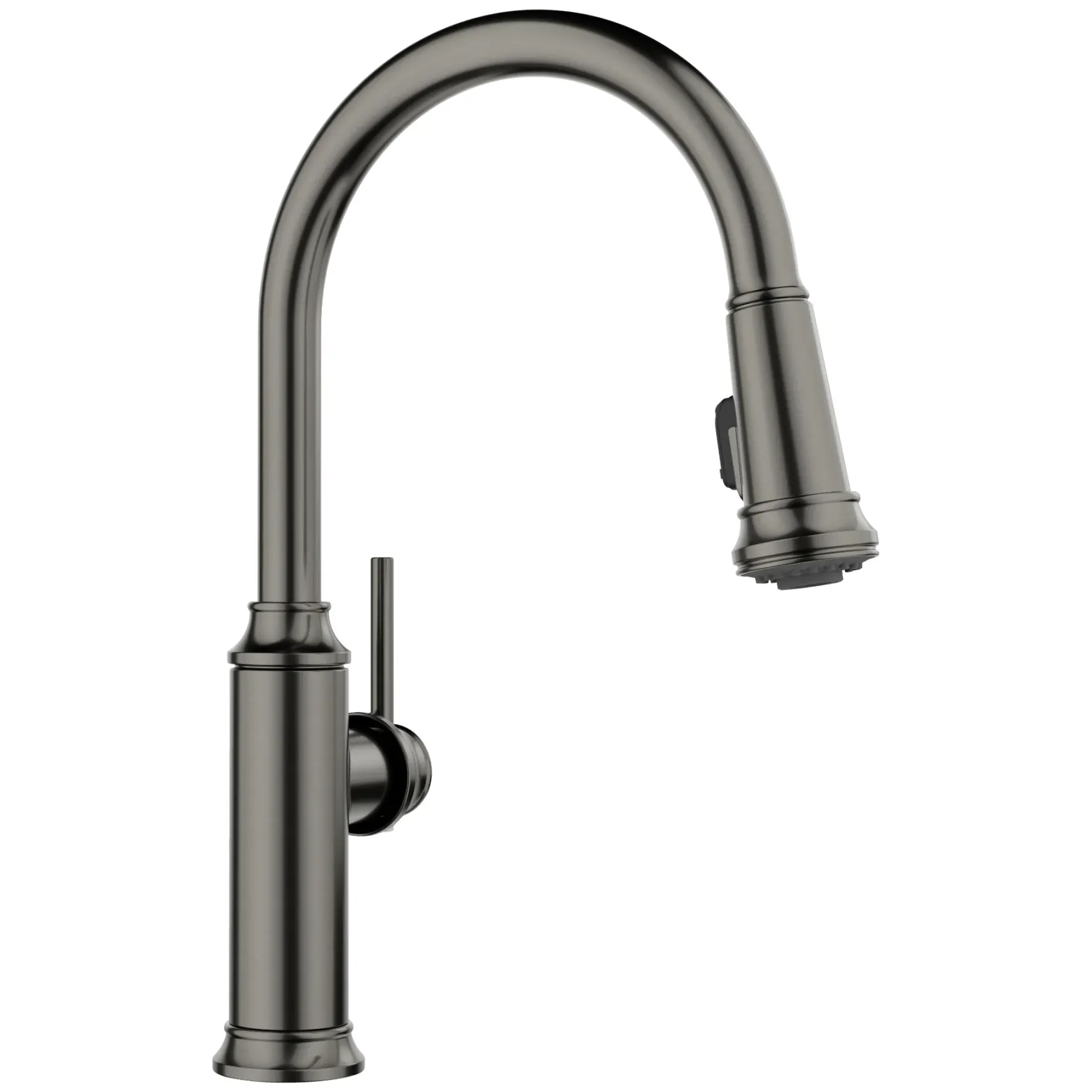 Blanco Empressa High Arc Pull-Down Dual-Spray Kitchen Faucet, Satin Dark Steel, 1.5 GPM, Brass, 443262