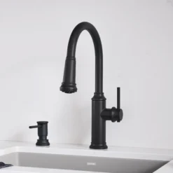 Blanco Empressa High Arc Pull-Down Dual-Spray Kitchen Faucet, Matte Black, 1.5 GPM, Brass, 443023