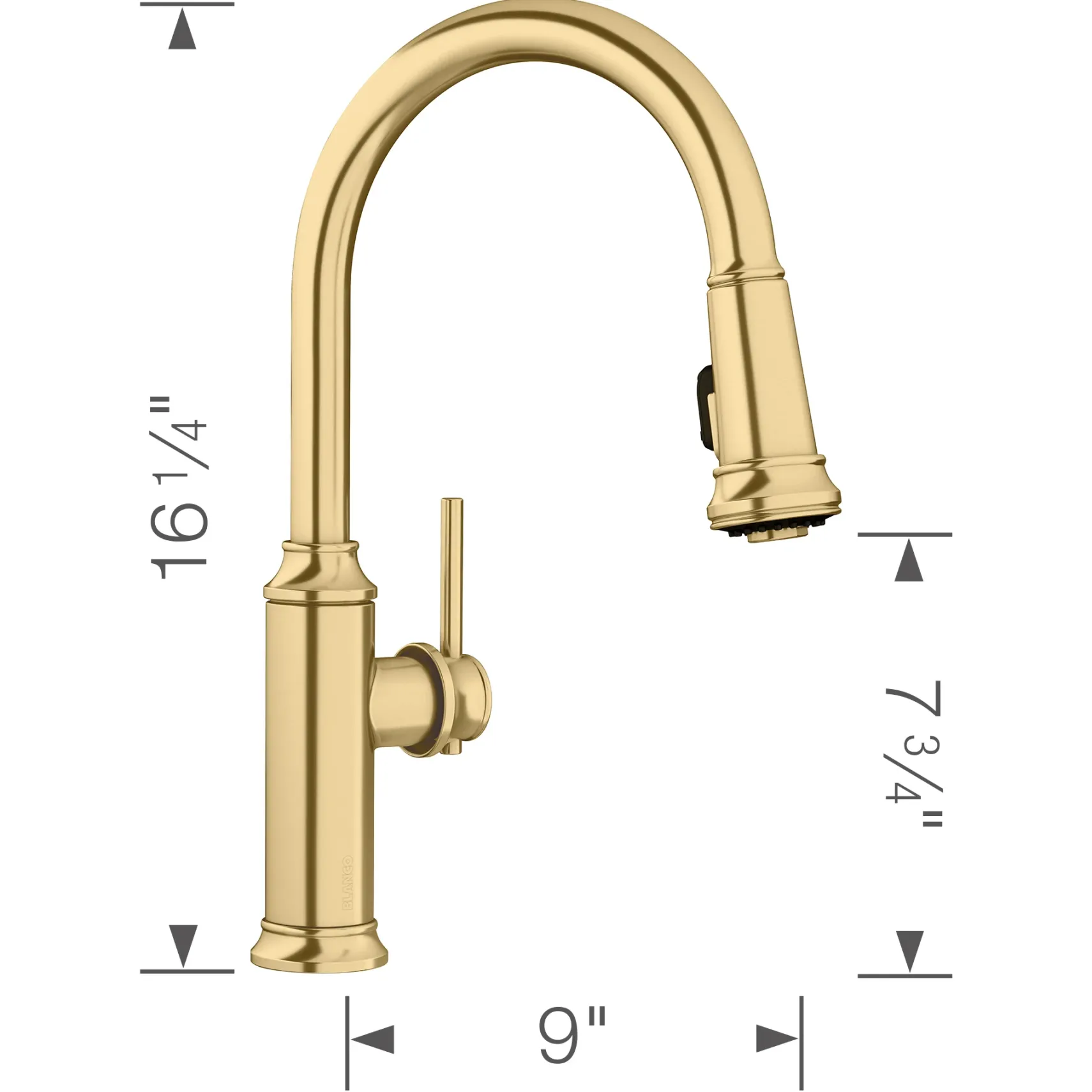 Blanco Empressa High Arc Pull-Down Dual-Spray Kitchen Faucet, Satin Gold, 1.5 GPM, Brass, 442980