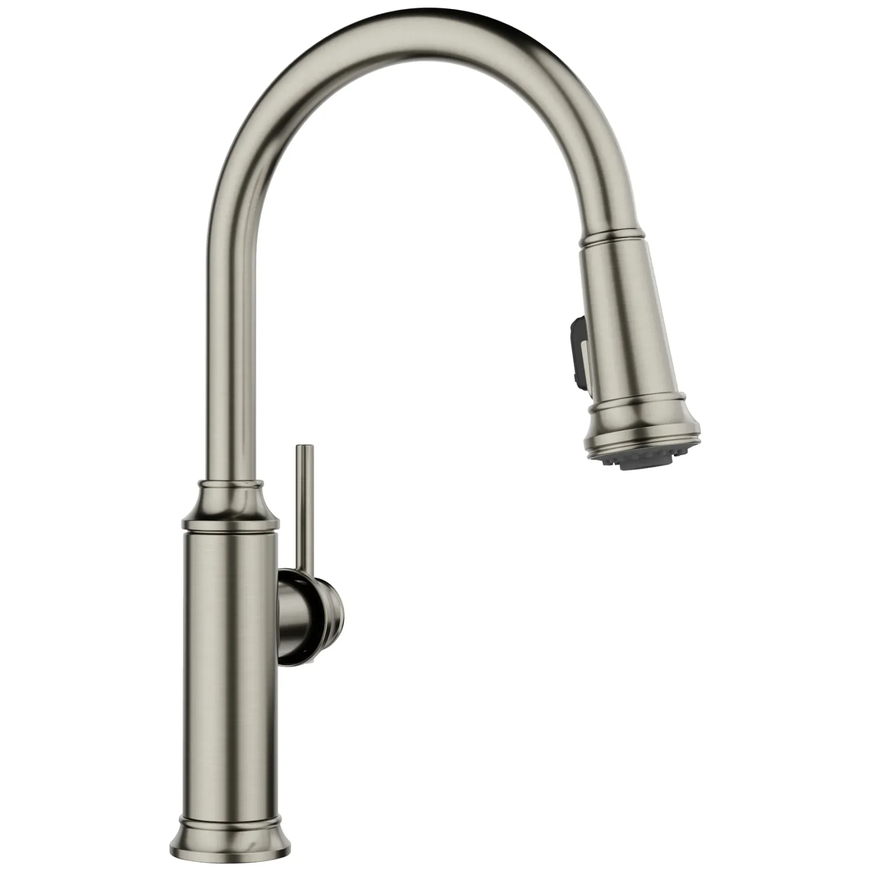 Blanco Empressa High Arc Pull-Down Dual-Spray Kitchen Faucet, Satin Platinum, 1.5 GPM, Brass, 443245