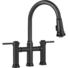 Blanco Empressa Pull-Down Dual-Spray Bridge Faucet, Matte Black, 1.5 GPM, Brass, 443024