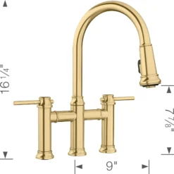 Blanco Empressa Pull-Down Dual-Spray Bridge Faucet, Satin Gold, 1.5 GPM, Brass, 442981