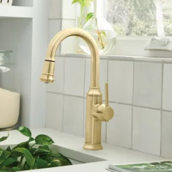 Blanco Empressa Pull-Down Bar Faucet, Satin Gold, 1.5 GPM, Brass, 442983