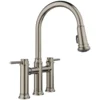 Blanco Empressa Pull-Down Dual-Spray Bridge Faucet, Satin Platinum, 1.5 GPM, Brass, 443273