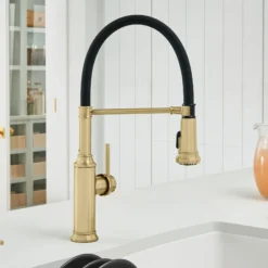 Blanco Empressa Semi-Pro Pull-Down Dual-Spray Kitchen Faucet, Satin Gold, 1.5 GPM, Brass, 442982