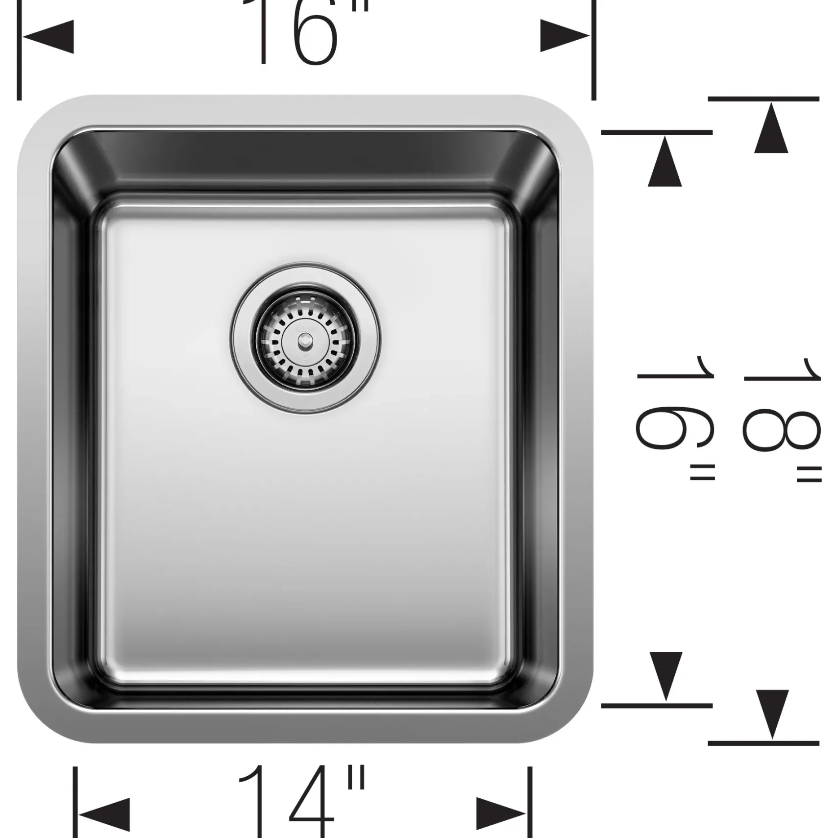 Blanco Formera 16" Rectangle Stainless Steel Bar/Prep Sink, 18 Gauge, Satin Polish, 442767