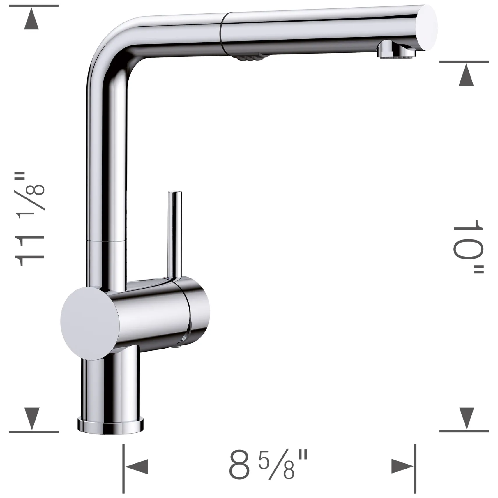 Blanco Linus 1.5 GPM Brass Kitchen Faucet, Pull-Out, Polished Chrome, 526365