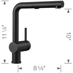 Blanco Linus 1.5 GPM Brass Kitchen Faucet, Pull-Out, Coal Black, 526374