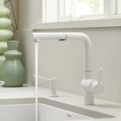Blanco Linus 1.5 GPM Brass Kitchen Faucet, Pull-Out, White, 526373