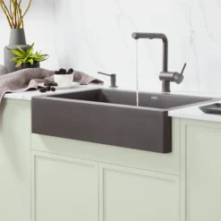 Blanco Linus Low Arc Pull-Out Dual-Spray Kitchen Faucet, Volcano Gray, 1.5 GPM, Brass, 526962