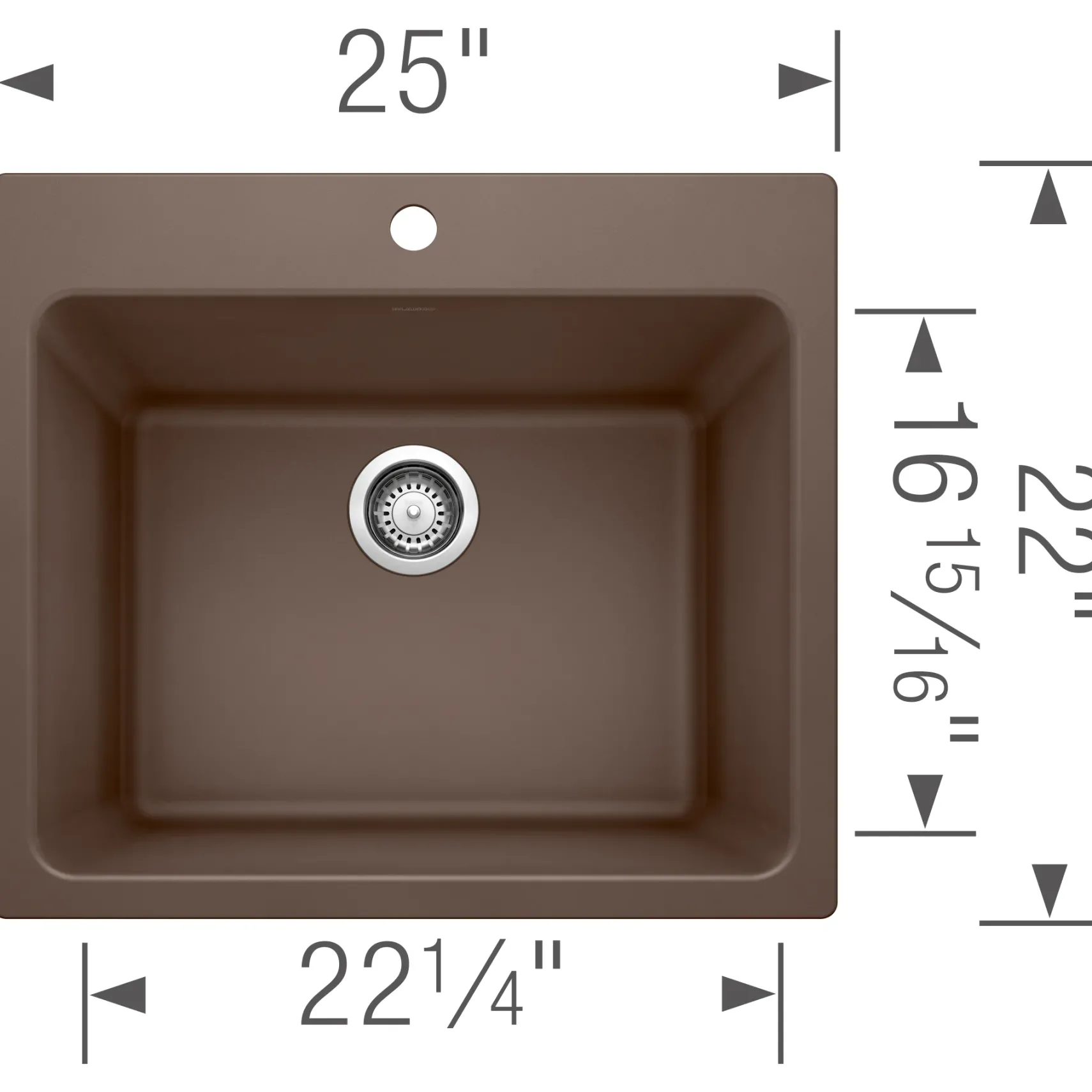 Blanco Liven 25" Dual Mount Granite Composite Laundry Sink, Silgranit, Cafe, 401922