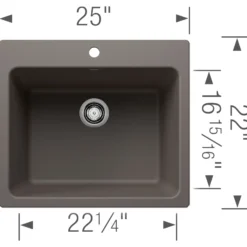 Blanco Liven 25" Dual Mount Silgranit Laundry Sink, Volcano Gray, 1 Faucet Hole, 443116