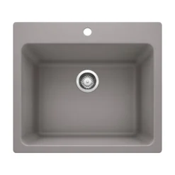 Blanco Liven 25" Dual Mount Granite Composite Laundry Sink, Silgranit, Metallic Gray, 401924