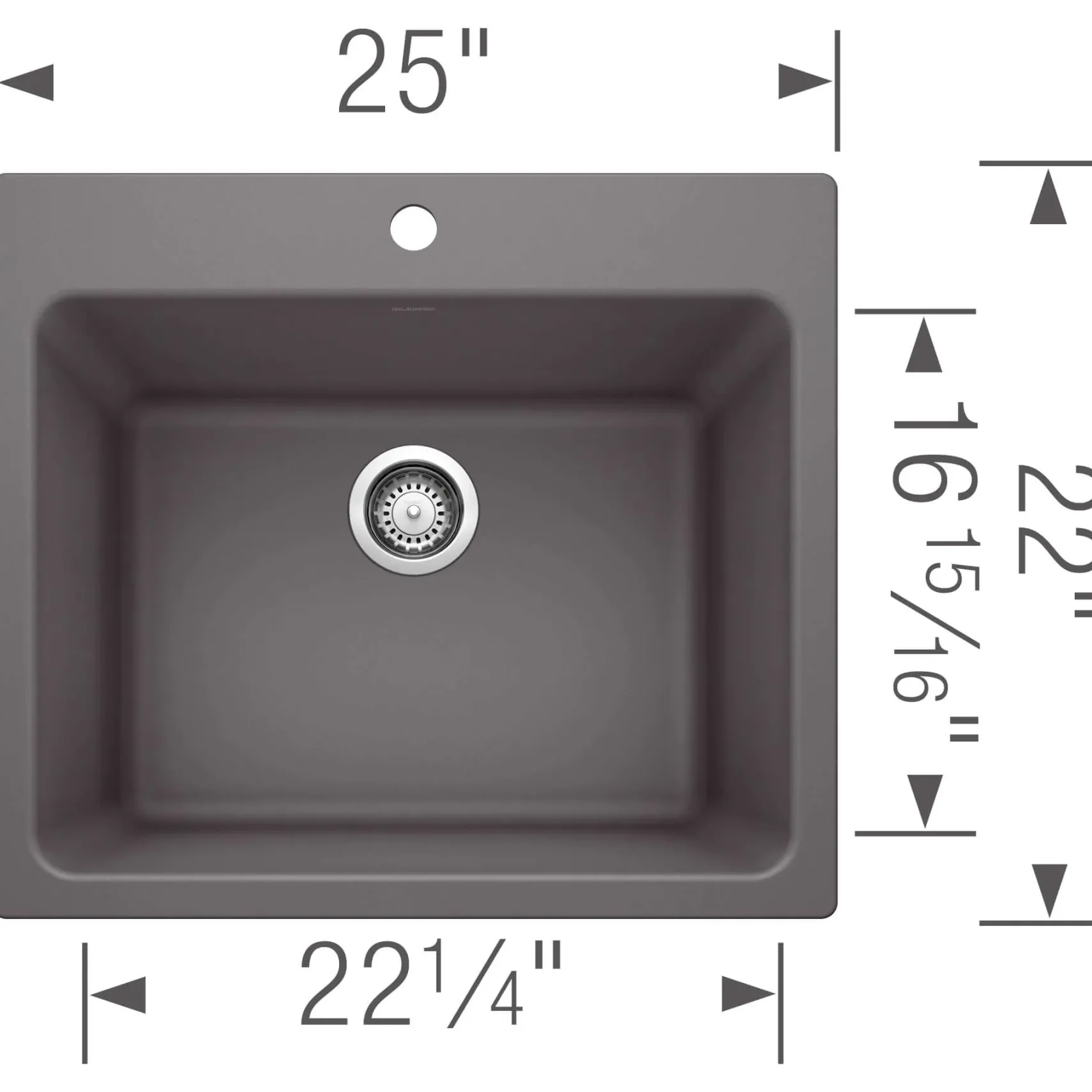 Blanco Liven 25" Dual Mount Granite Composite Laundry Sink, Silgranit, Cinder, 401923