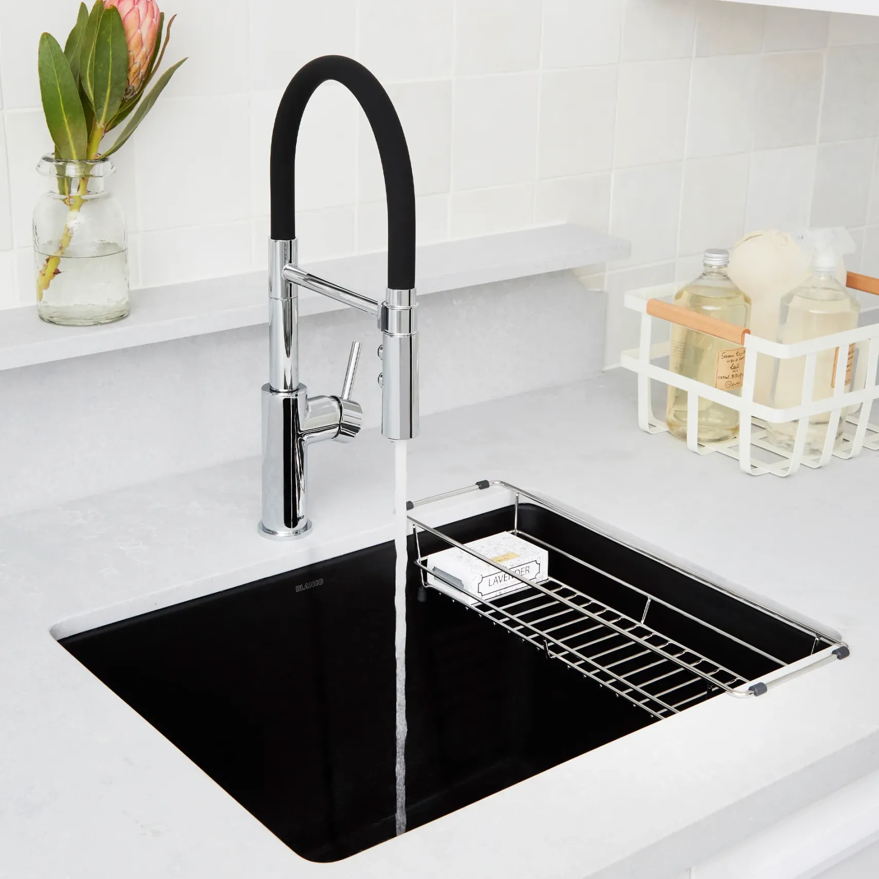 Blanco Liven 25" Dual Mount Granite Composite Laundry Sink, Silgranit, Coal Black, 442924