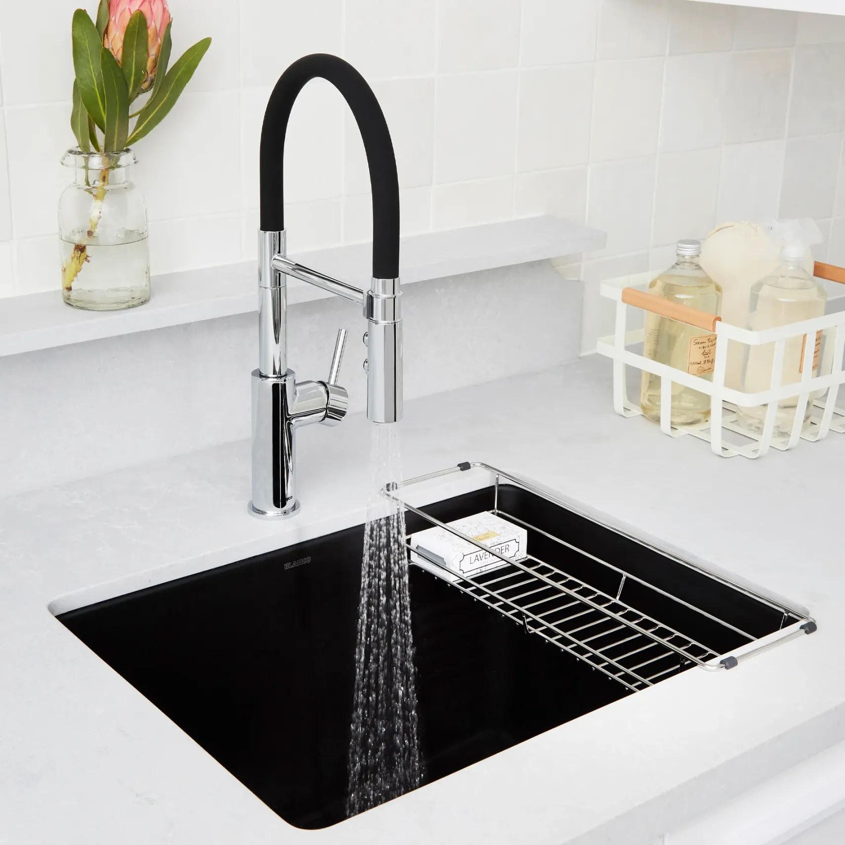 Blanco Liven 25" Dual Mount Granite Composite Laundry Sink, Silgranit, Coal Black, 442924