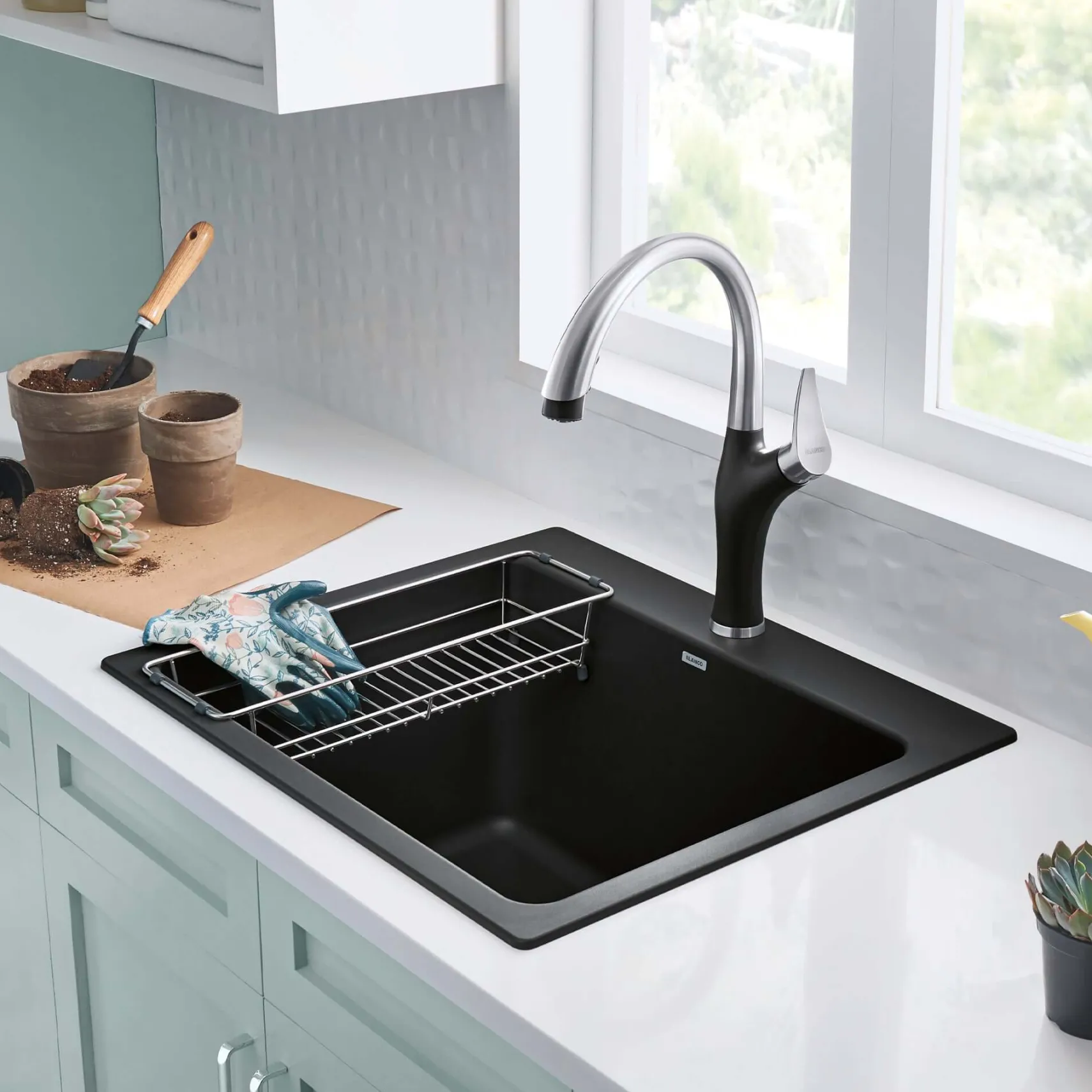 Blanco Liven 25" Dual Mount Granite Composite Laundry Sink, Silgranit, Anthracite, 401920