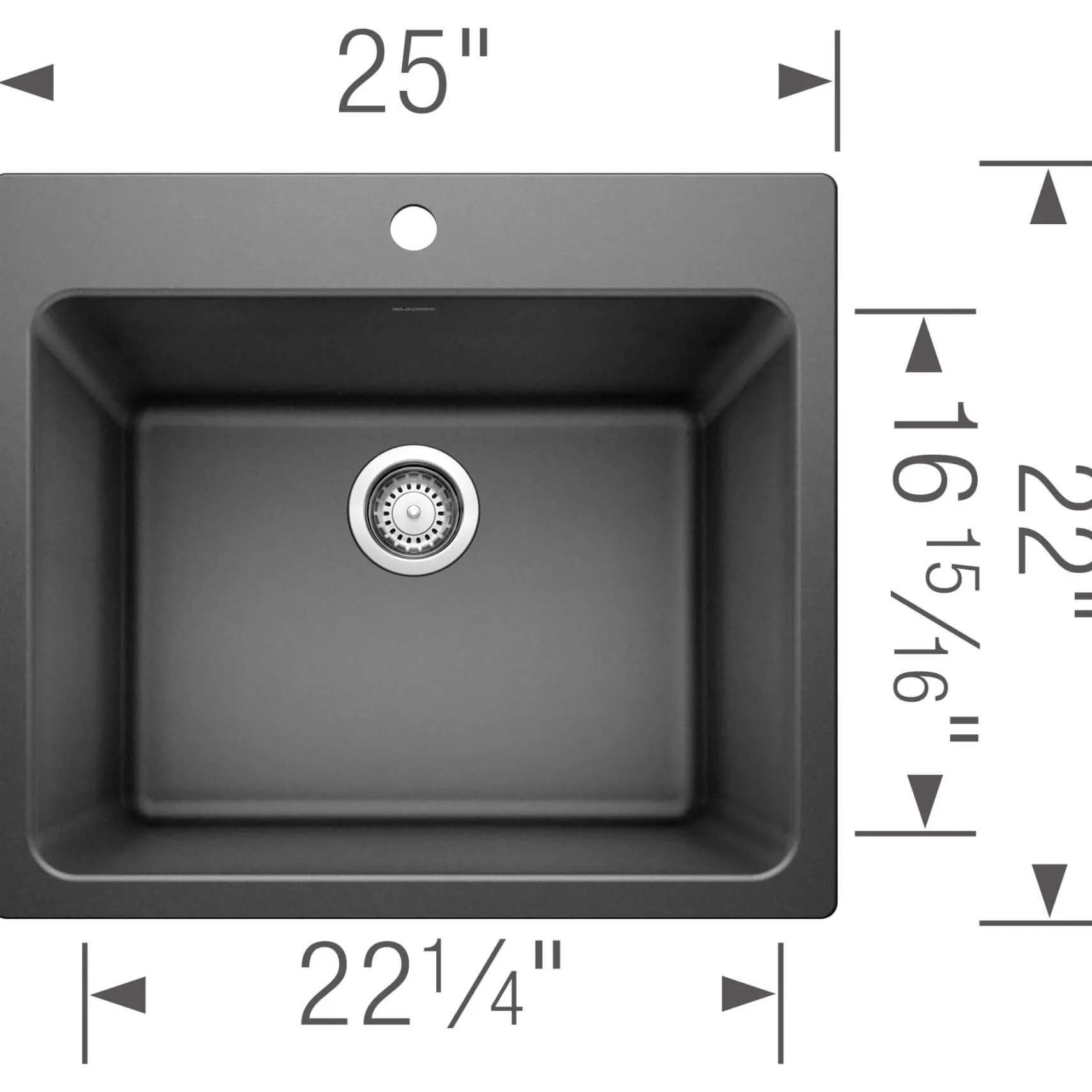 Blanco Liven 25" Dual Mount Granite Composite Laundry Sink, Silgranit, Anthracite, 401920