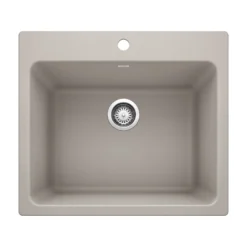 Blanco Liven 25" Dual Mount Granite Composite Laundry Sink, Silgranit, Truffle, 401926