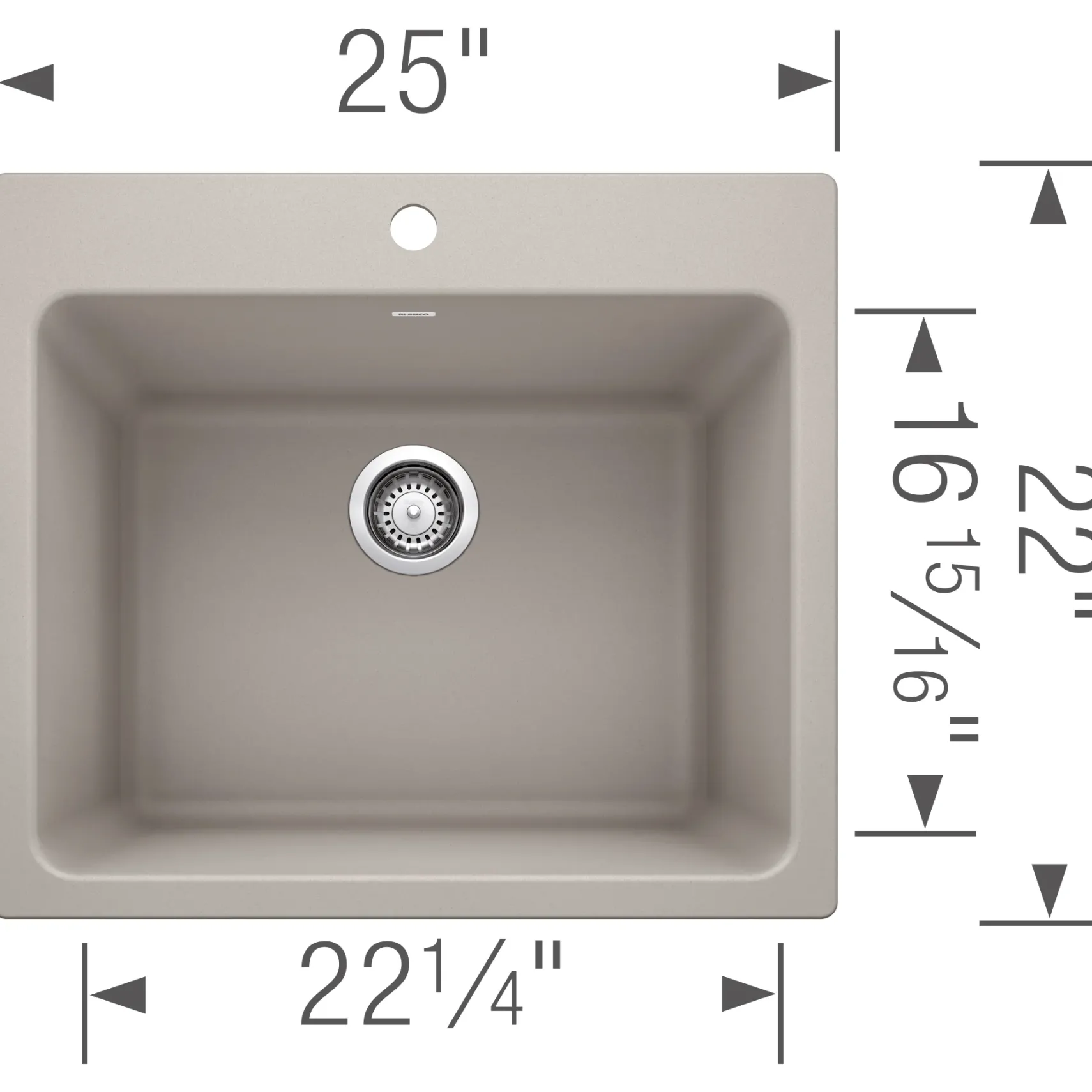 Blanco Liven 25" Dual Mount Granite Composite Laundry Sink, Silgranit, Truffle, 401926