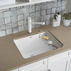 Blanco Liven 25" Dual Mount Granite Composite Laundry Sink, Silgranit, White, 401927