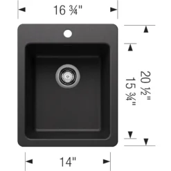 Blanco Liven 17" Rectangle Silgranit Bar/Prep Sink, Anthracite, 1 Faucet Hole, 443235
