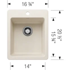 Blanco Liven 17" Rectangle Silgranit Bar/Prep Sink, Soft White, 1 Faucet Hole, 443241