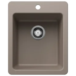 Blanco Liven 17" Rectangle Silgranit Bar/Prep Sink, Truffle, 1 Faucet Hole, 443238