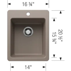 Blanco Liven 17" Rectangle Silgranit Bar/Prep Sink, Truffle, 1 Faucet Hole, 443238