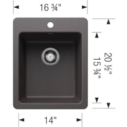 Blanco Liven 17" Rectangle Silgranit Bar/Prep Sink, Cinder, 1 Faucet Hole, 443236
