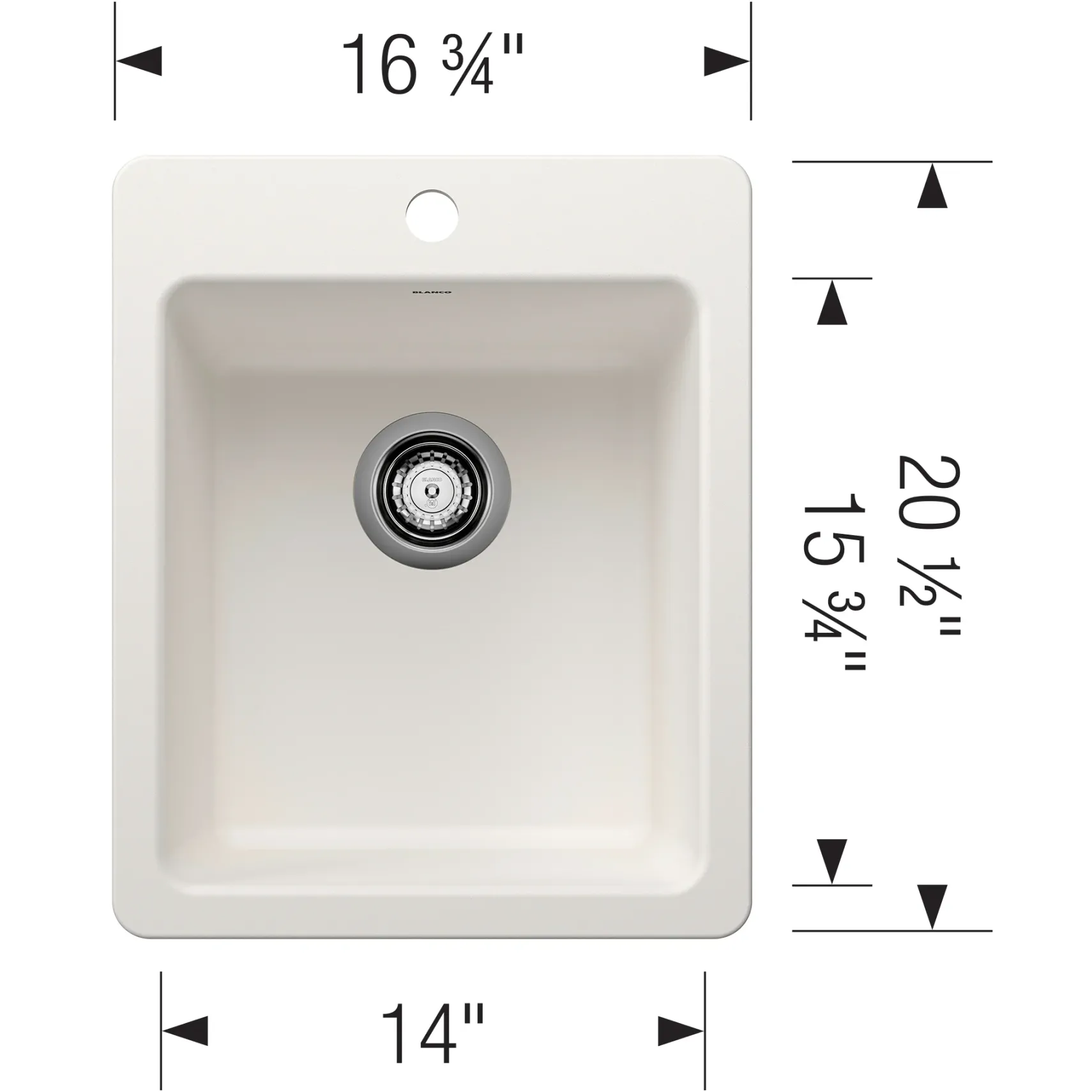 Blanco Liven 17" Rectangle Silgranit Bar/Prep Sink, White, 1 Faucet Hole, 443237