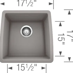Blanco Performa 18" Rectangle Granite Composite Bar/Prep Sink, Silgranit, Metallic Gray, 440082