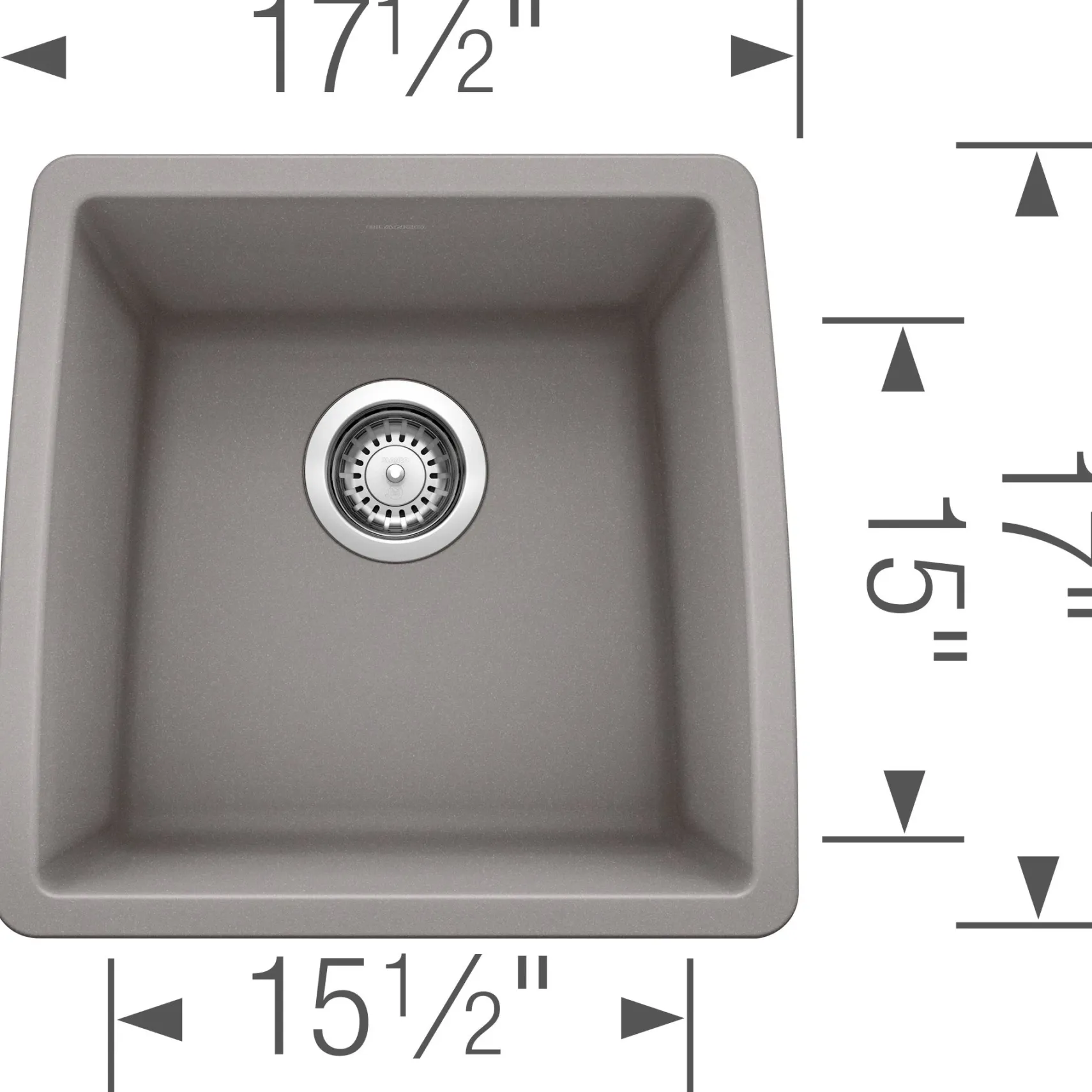 Blanco Performa 18" Rectangle Granite Composite Bar/Prep Sink, Silgranit, Metallic Gray, 440082