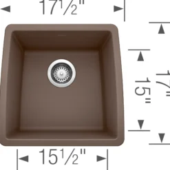 Blanco Performa 18" Rectangle Granite Composite Bar/Prep Sink, Silgranit, Cafe, 440078