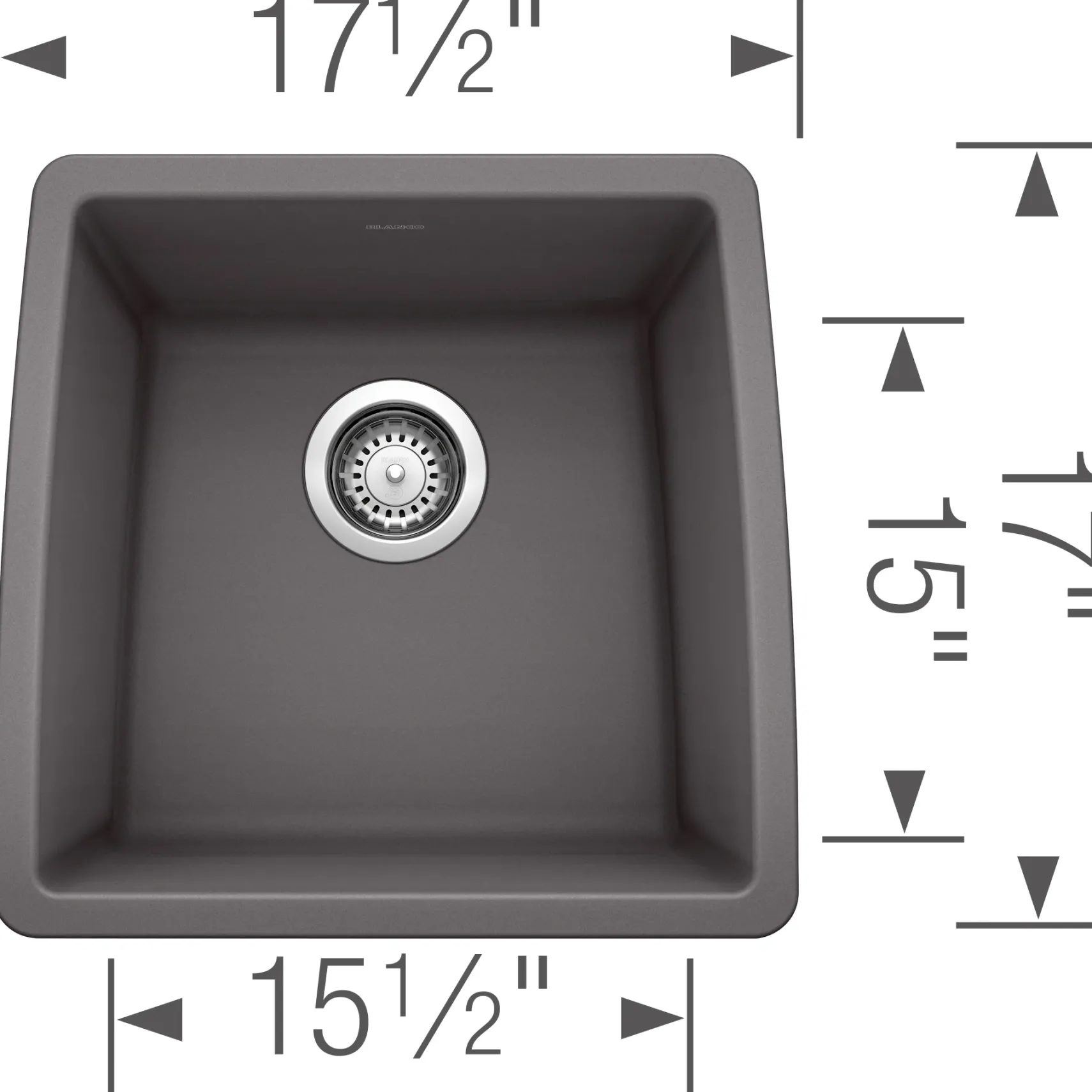 Blanco Performa 18" Rectangle Granite Composite Bar/Prep Sink, Silgranit, Cinder, 441475