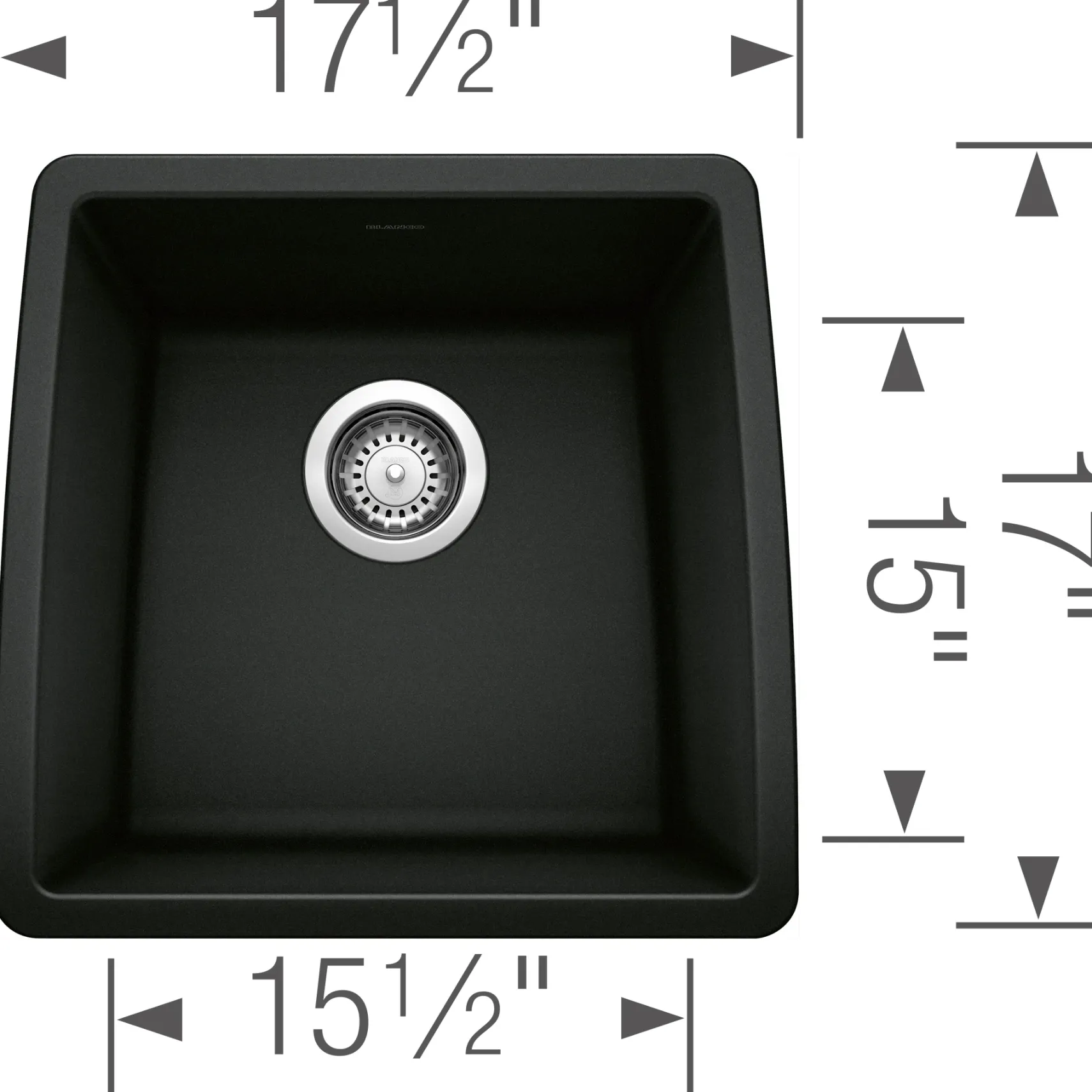 Blanco Performa 18" Rectangle Granite Composite Bar/Prep Sink, Silgranit, Coal Black, 442938