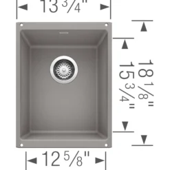 Blanco Precis 14" Rectangle Granite Composite Bar/Prep Sink, Silgranit, Metallic Gray, 513425