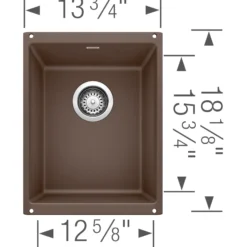 Blanco Precis 14" Rectangle Granite Composite Bar/Prep Sink, Silgranit, Cafe, 515653